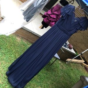 Adrianna Papell Chiffon Navy Formal Dress